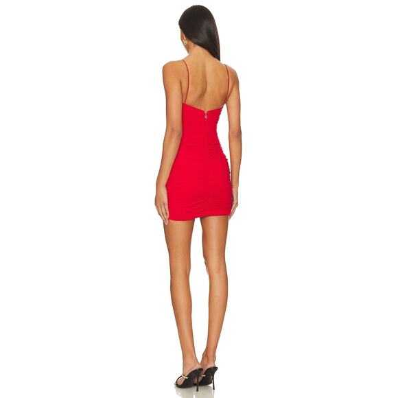 Nookie Monroe Mini Dress Cutout Ruched Mesh Sexy Party Cocktail Hoco Flame XS - Picture 3 of 11